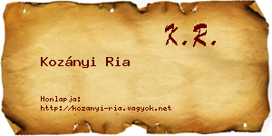 Kozányi Ria névjegykártya