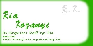 ria kozanyi business card